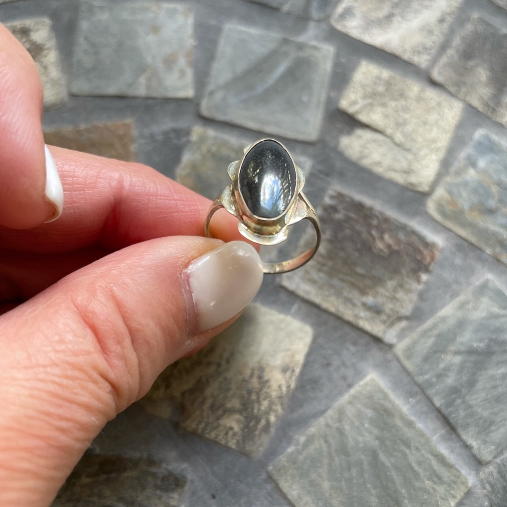 Hematite crystal stone S925 sterling silver ring - Picture 6 of 16